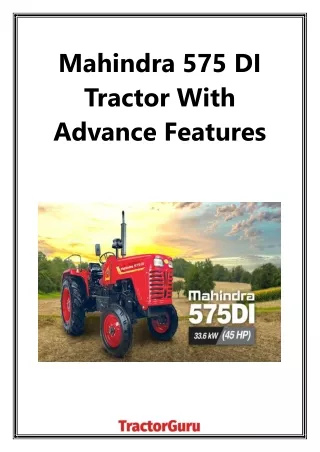 Mahindra 575 DI Tractor With Advance Features