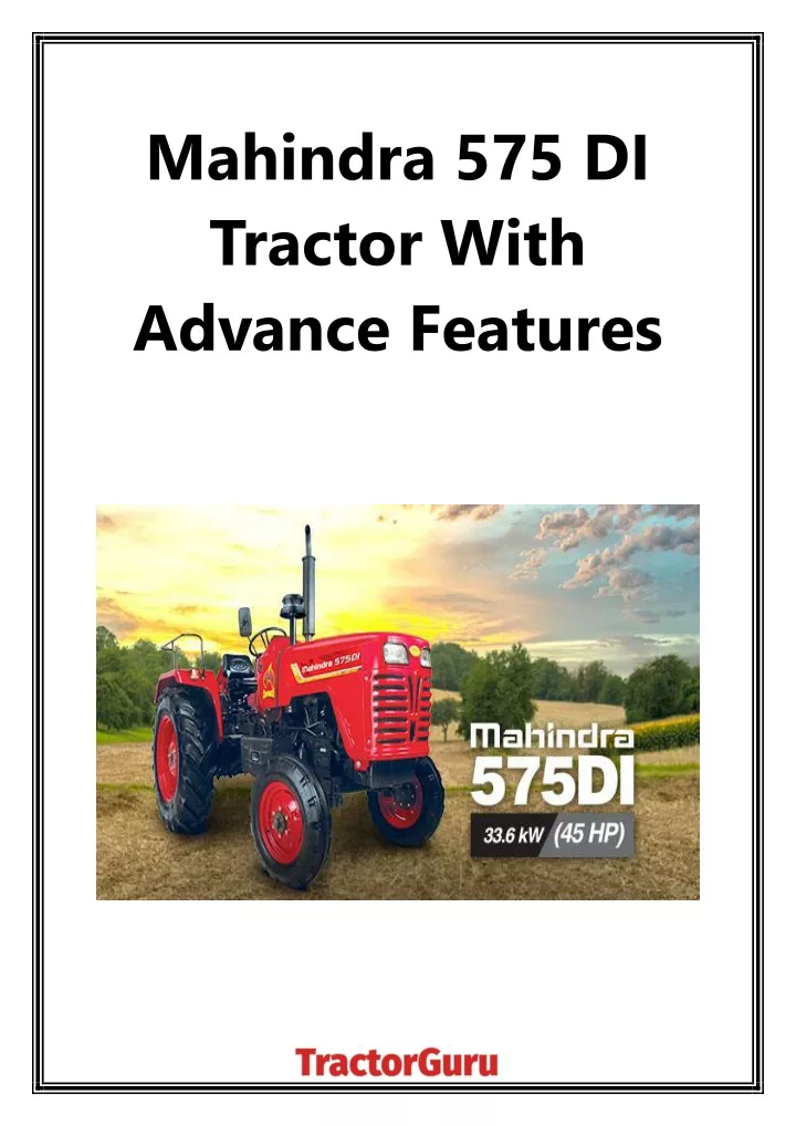 mahindra 575 di tractor with advance features