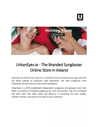 UrbanEyes the Branded Sunglasses Online Store in Ireland