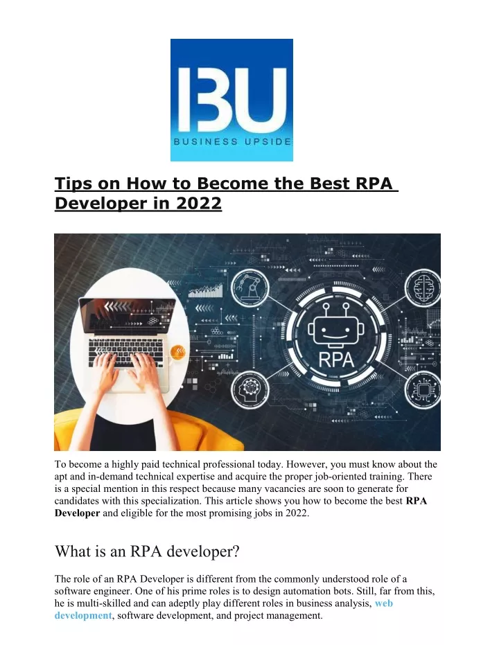 tips on how to become the best rpa developer