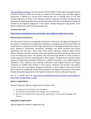 pigment dispersants market size was valued