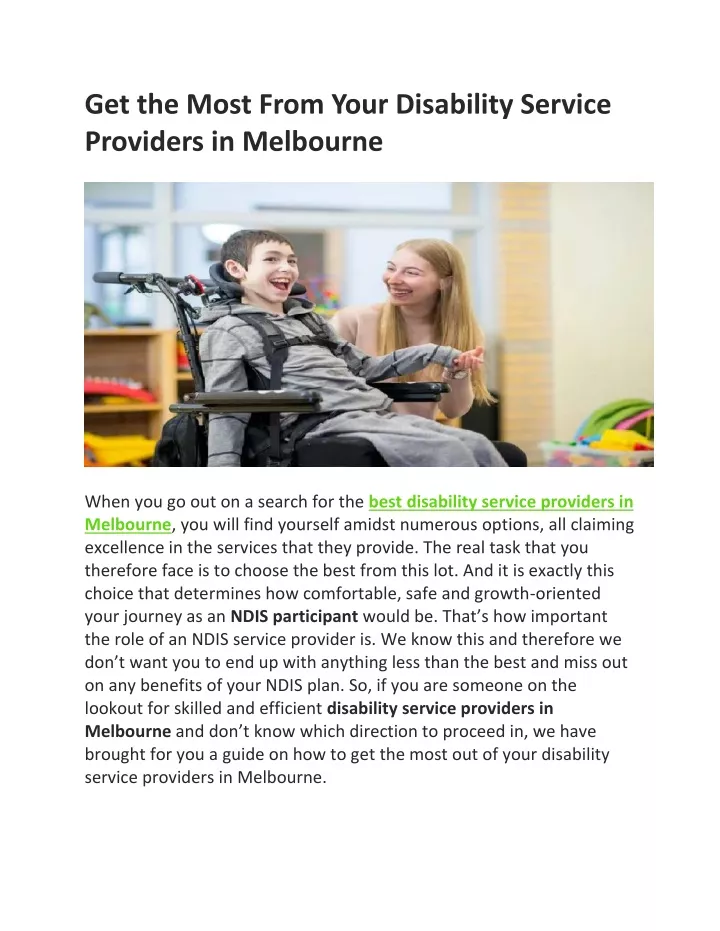 get the most from your disability service