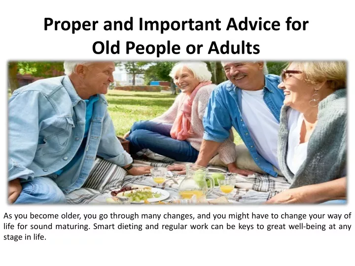 proper and important advice for old people