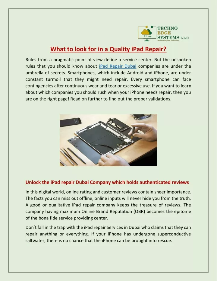 what to look for in a quality ipad repair