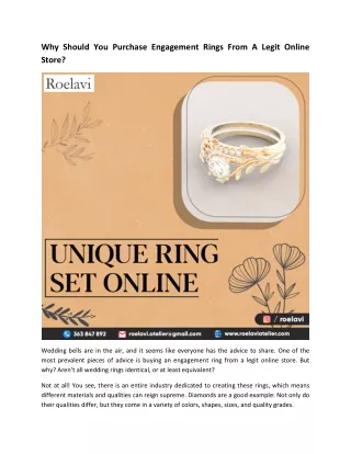 Why Should You Purchase Engagement Rings From A Legit Online Store