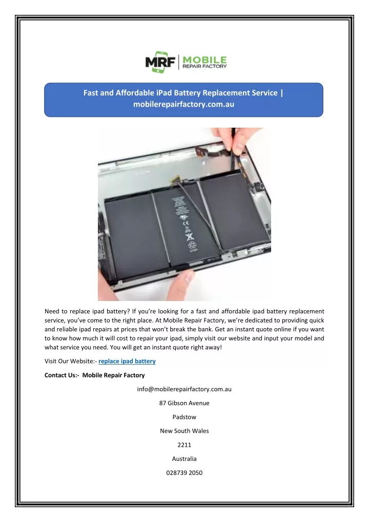 fast and affordable ipad battery replacement