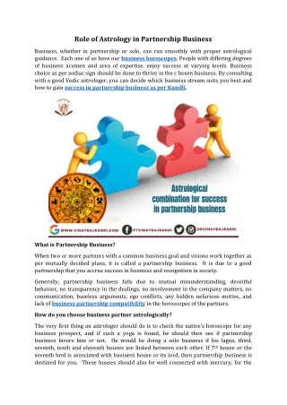role of astrology in partnership business