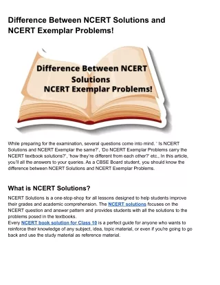 difference between ncert solutions and ncert