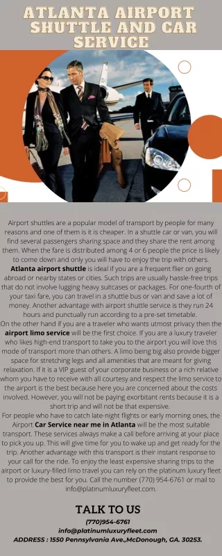 Airport Car and Shuttle Service in Atlanta