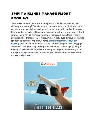 1-844-414-9223 Spirit Airlines Manage Booking Number