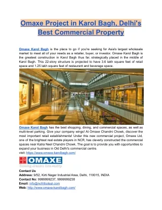 Omaxe Project in Karol Bagh, Delhi's Best Commercial Property
