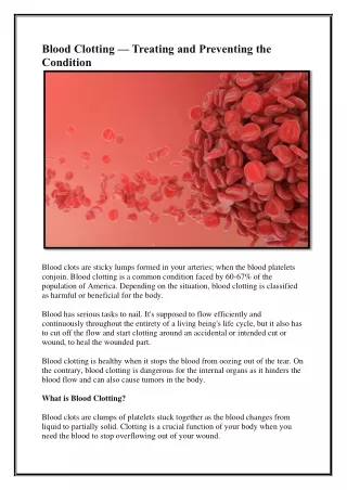 blood clotting treating and preventing