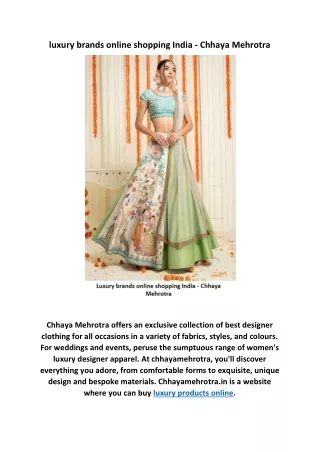 luxury brands online shopping India - Chhaya Mehrotra