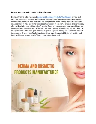 Derma and Cosmetic Products Manufacturer