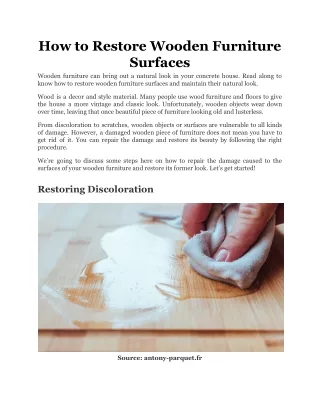 how to restore wooden furniture surfaces wooden