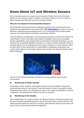 know about iot and wireless sensors