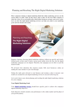 planning and reaching the right digital marketing