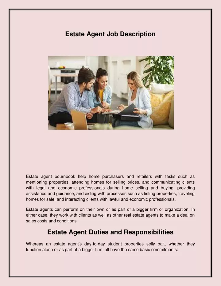 estate agent job description