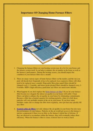 importance of changing home furnace filters