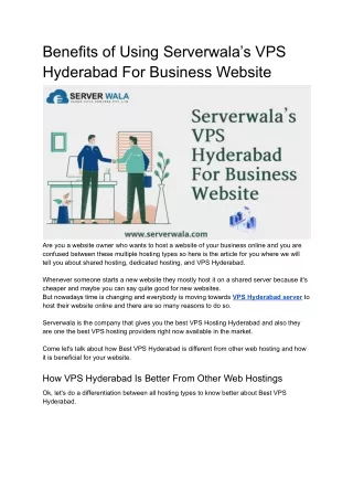 benefits of using serverwala s vps hyderabad