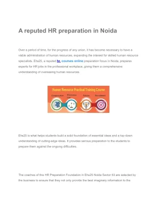 A reputed HR preparation in Noida
