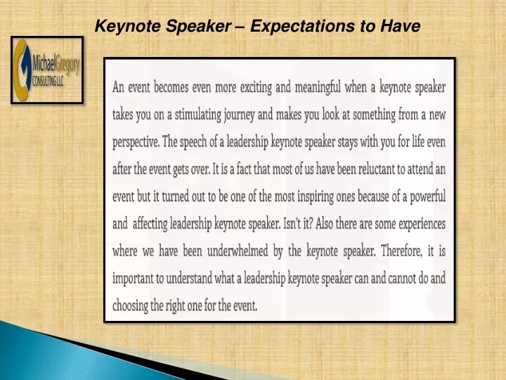 keynote speaker expectations to have