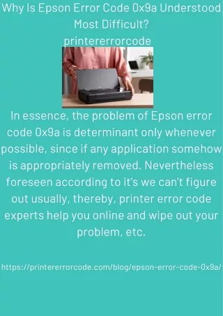 why is epson error code 0x9a understood most