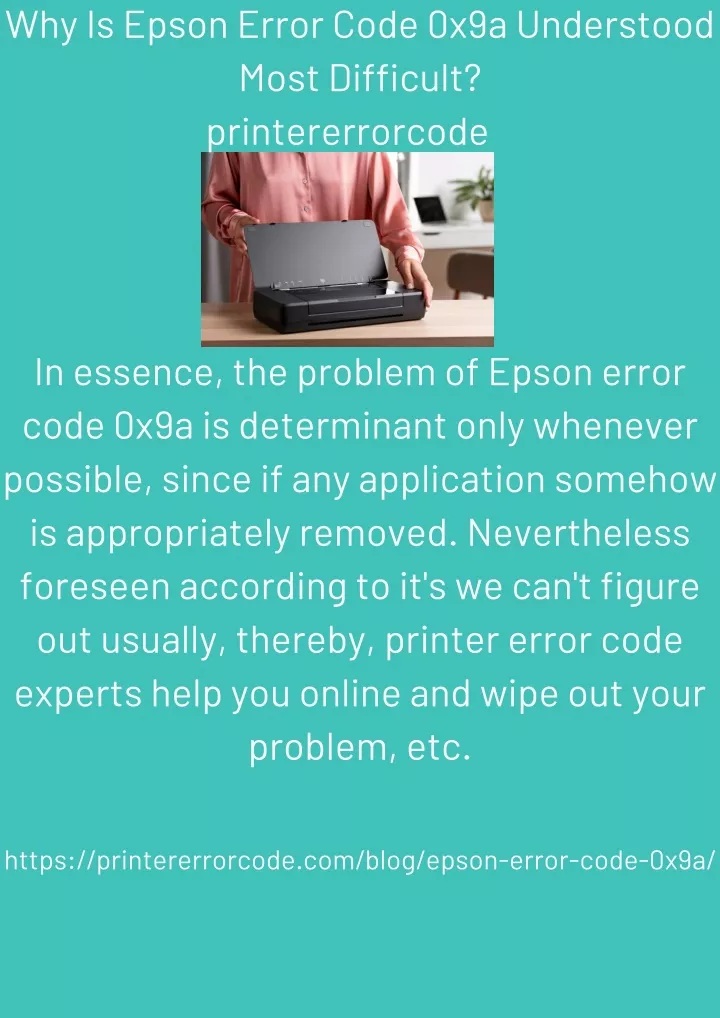 why is epson error code 0x9a understood most