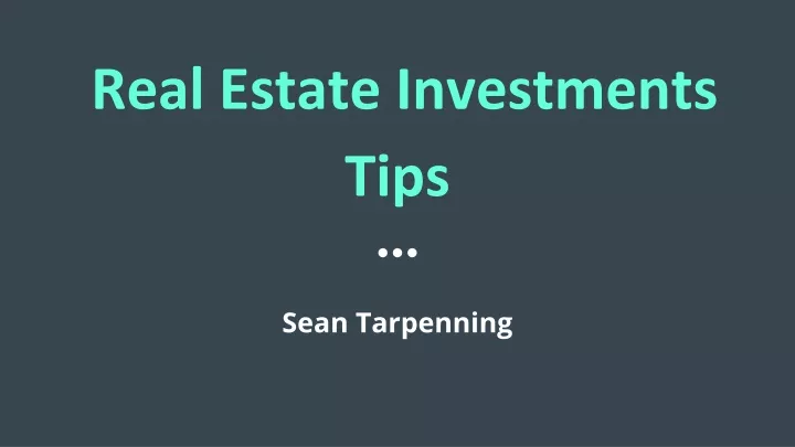 real estate investments tips