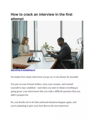 How to crack an interview in the first attempt