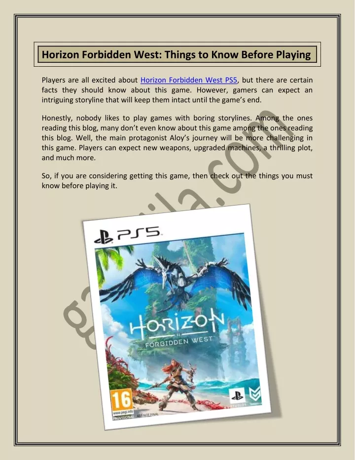 horizon forbidden west things to know before