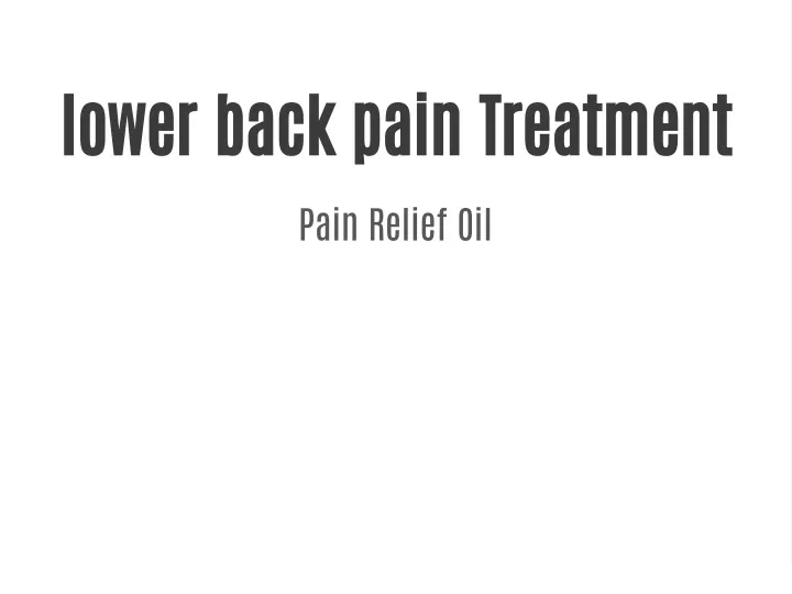 lower back pain treatment