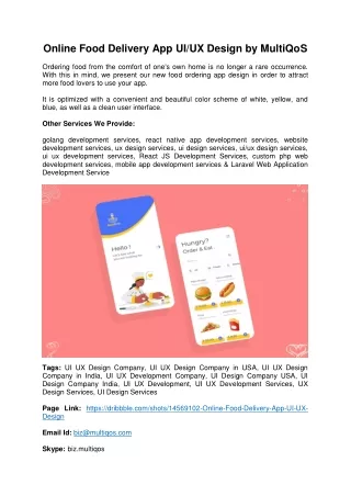 Online Food Delivery App UI UX Design by MultiQoS