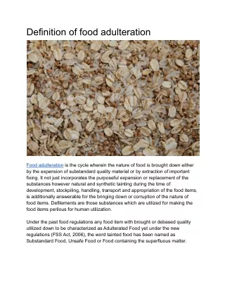 definition of food adulteration