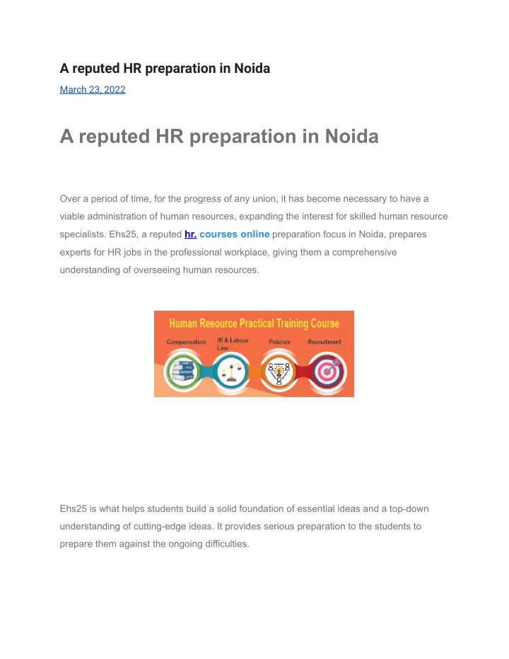 a reputed hr preparation in noida