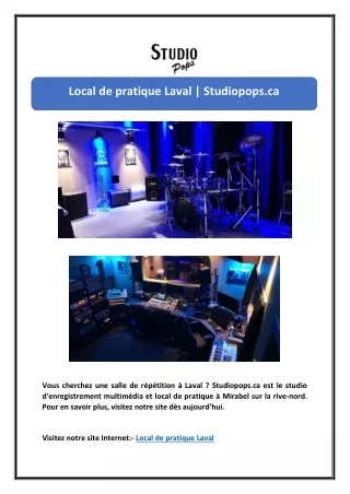 Local de pratique Laval | Studiopops.ca