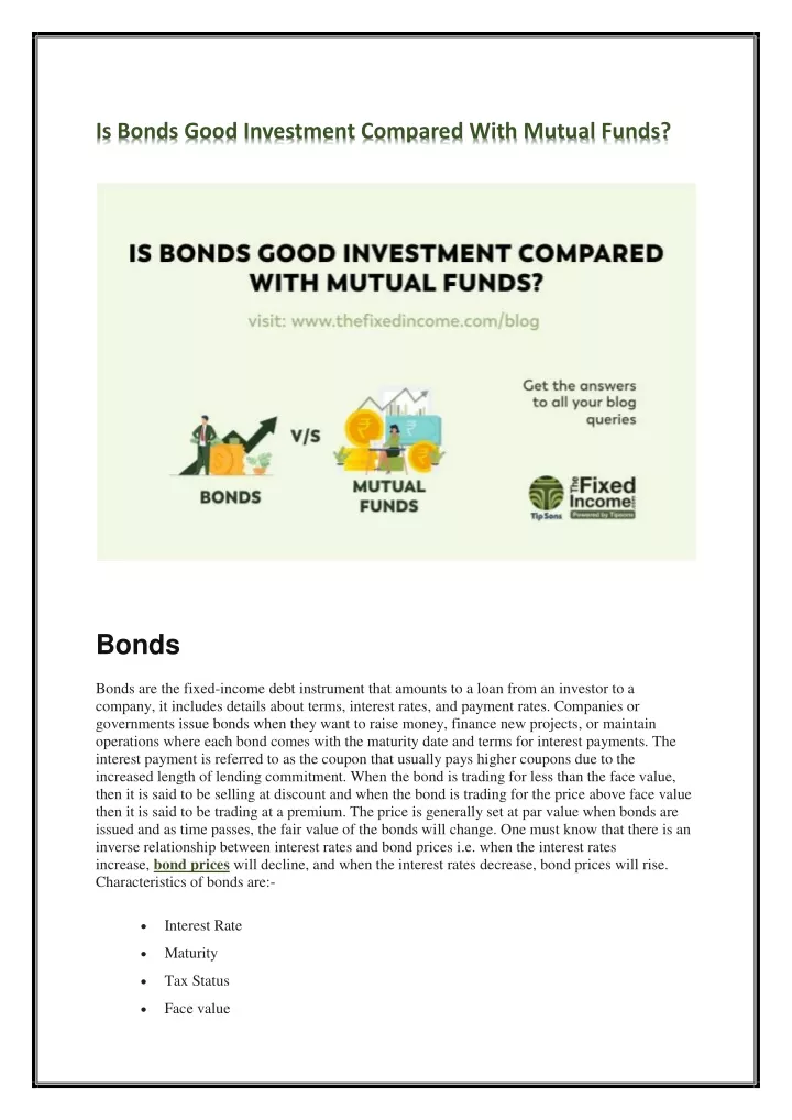 PPT Is Bonds Good Investment Compared With Mutual Funds PowerPoint