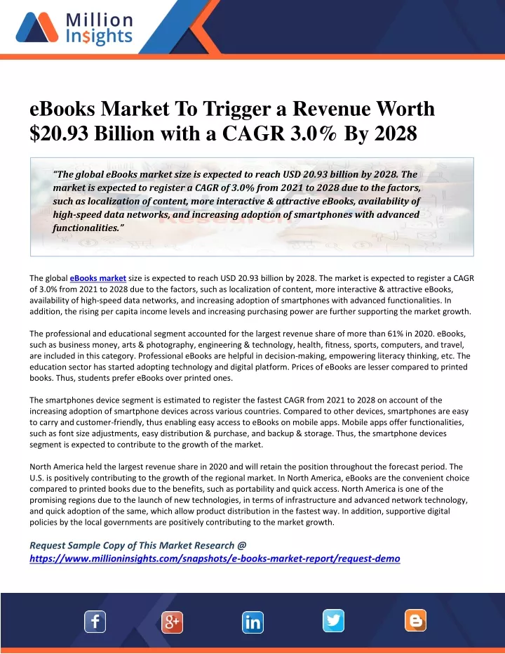 ebooks market to trigger a revenue worth