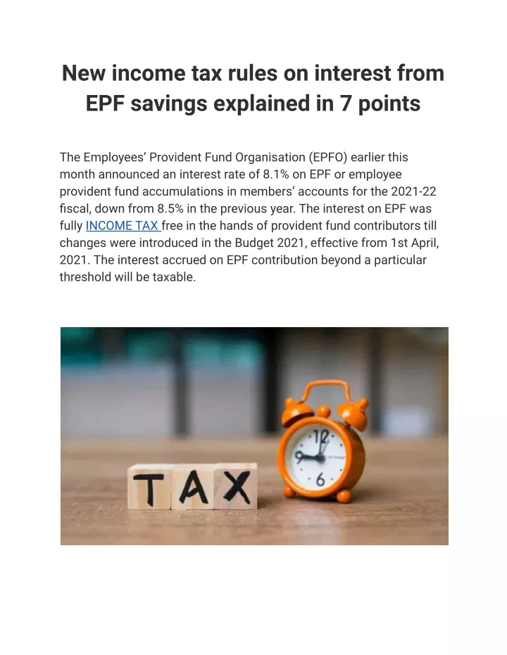 new income tax rules on interest from epf savings
