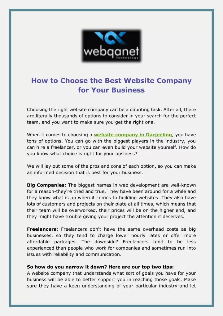 how to choose the best website company for your