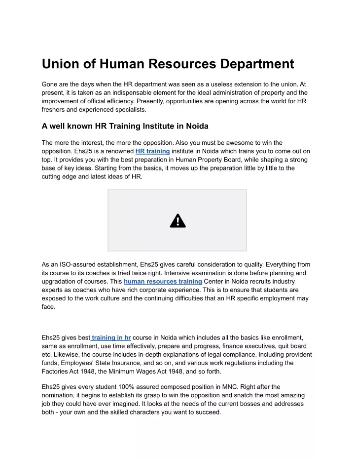 union of human resources department