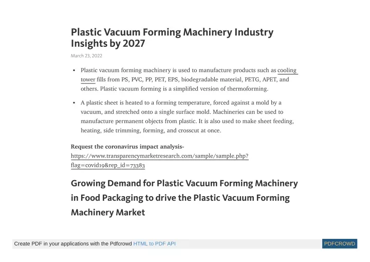 plastic vacuum forming machinery industry