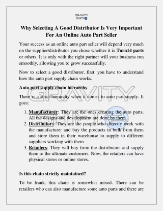 why selecting a good distributor is very