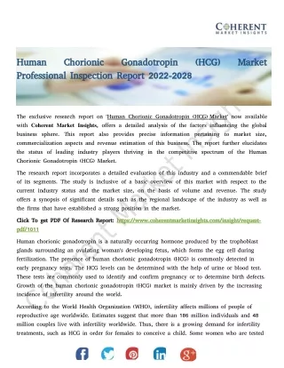 Human Chorionic Gonadotropin (HCG) Market