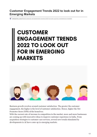 CUSTOMER ENGAGEMENT TRENDS 2022 TO LOOK OUT FOR IN EMERGING MARKETS