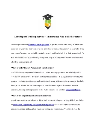 Lab Report Writing Service - Importance And Basic Structure