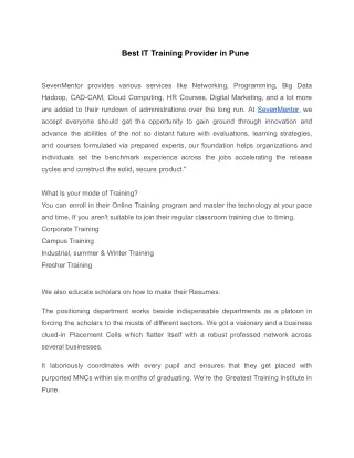 Best IT Training Provider in Pune