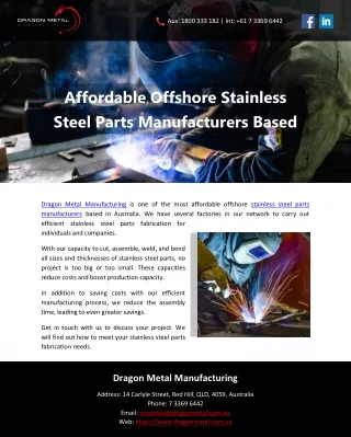 Affordable Offshore Stainless Steel Parts Manufacturers Based