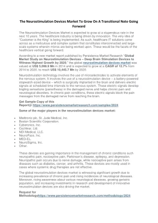 the neurostimulation devices market to grow