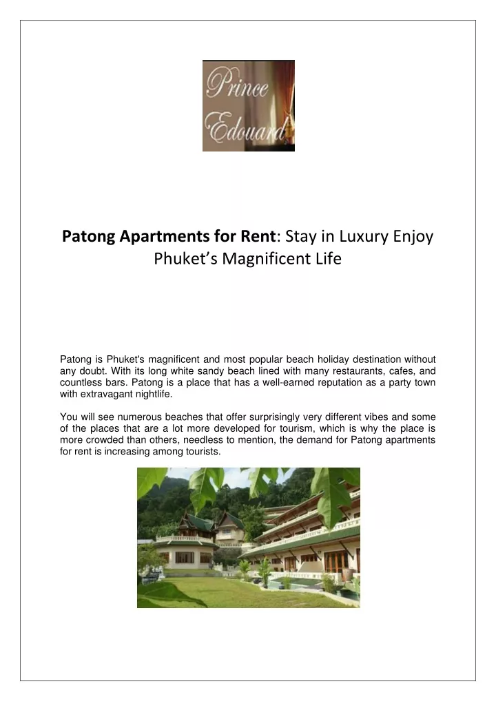 patong apartments for rent stay in luxury enjoy